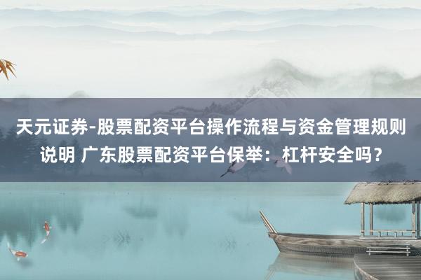 天元证券-股票配资平台操作流程与资金管理规则说明 广东股票配资平台保举：杠杆安全吗？