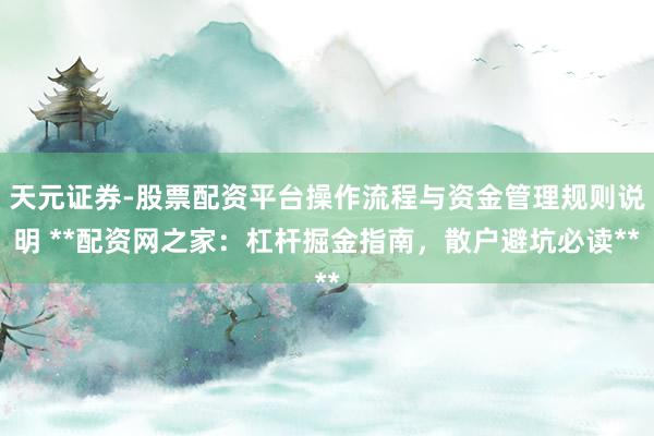 天元证券-股票配资平台操作流程与资金管理规则说明 **配资网之家：杠杆掘金指南，散户避坑必读**